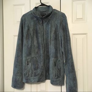 Blue Jacket Size XL Textured Snakeskin Print